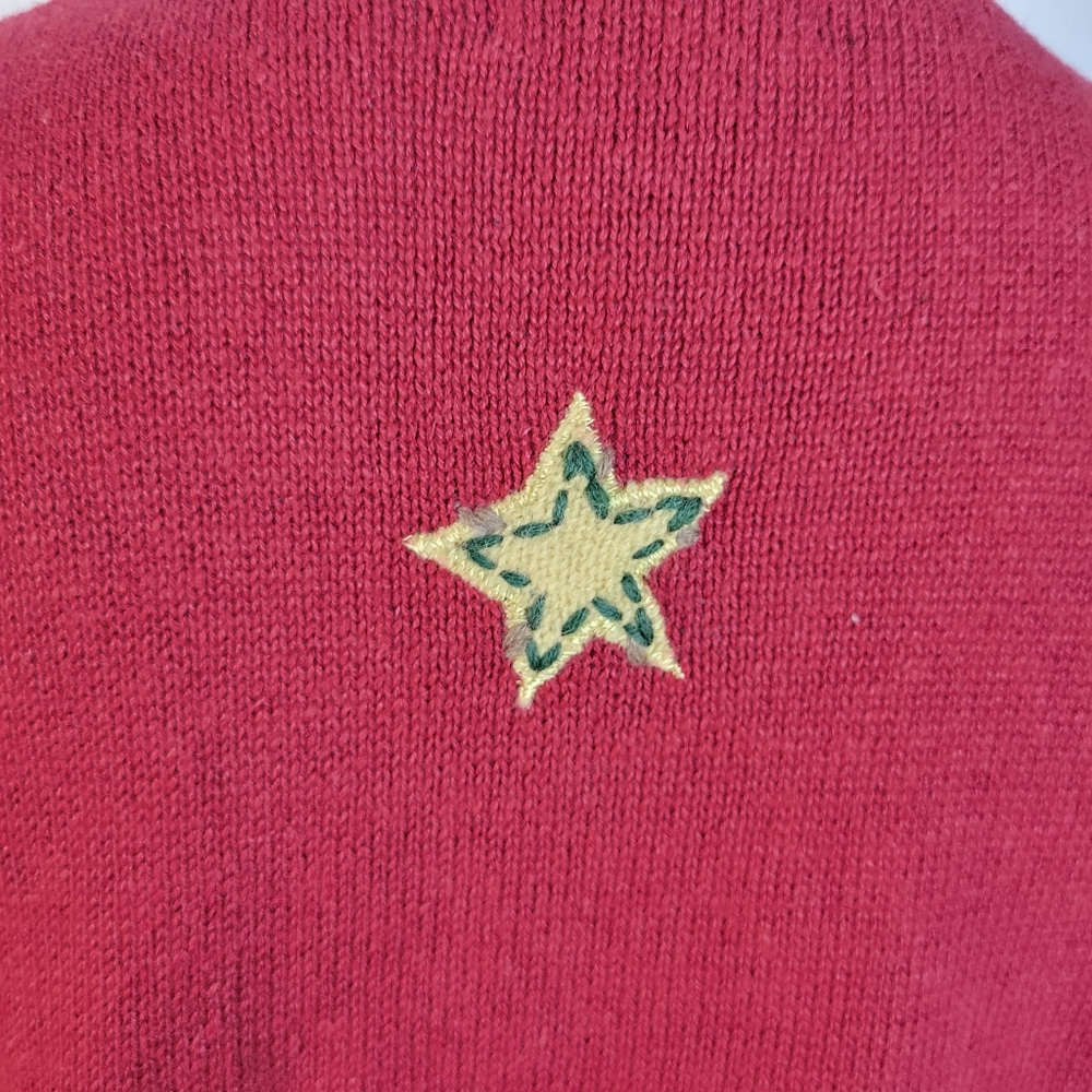 Womens Woolrich Sleeveless Christmas sweater Ruby Red size XL Cotton Wool Blend - Picture 7 of 10